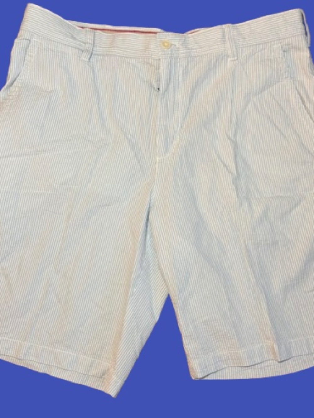 Izod Light Blue and White Seersucker Flat Front Shorts